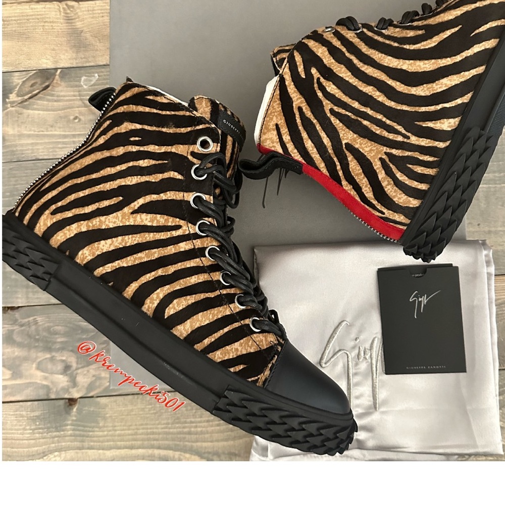 giuseppe zanotti NIB tiger stripe calfhair hightop
